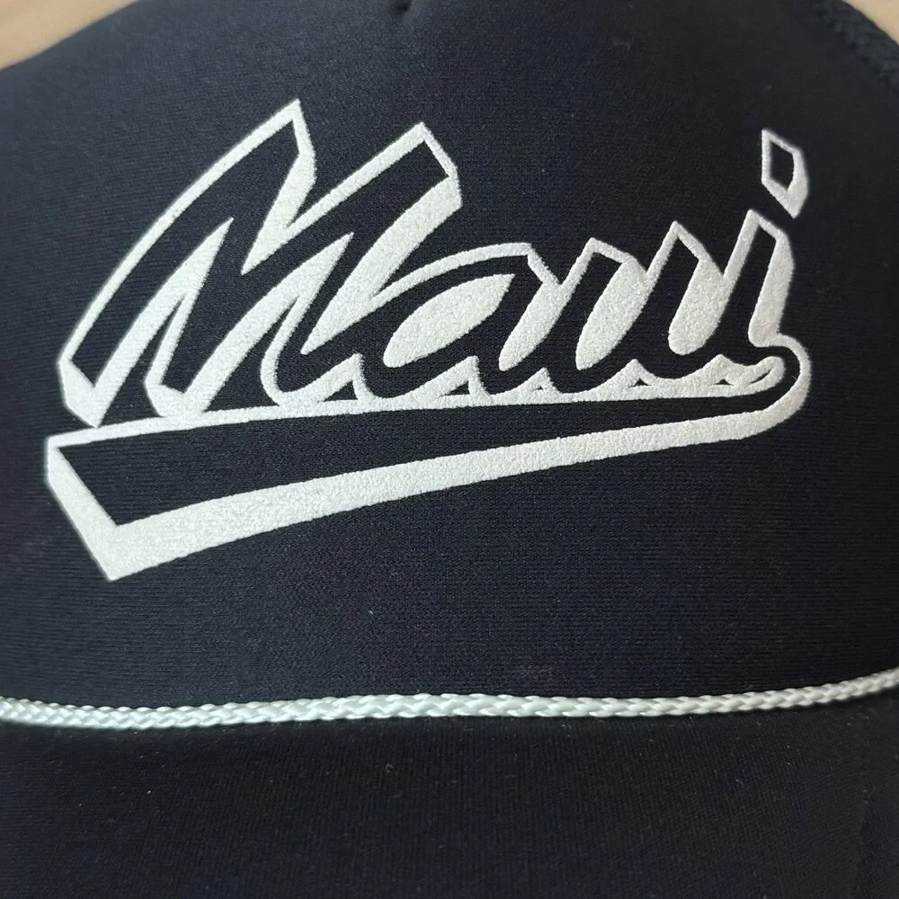 Vintage 80's Hawaii Maui Cap Mesh Rope Trucker Snapback Hat Hawaiian Retro